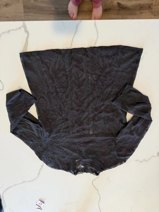 Sundance | Sheer Floral Top Womens mesh stretch boho Like New LARGE blouse - Picture 8 of 10